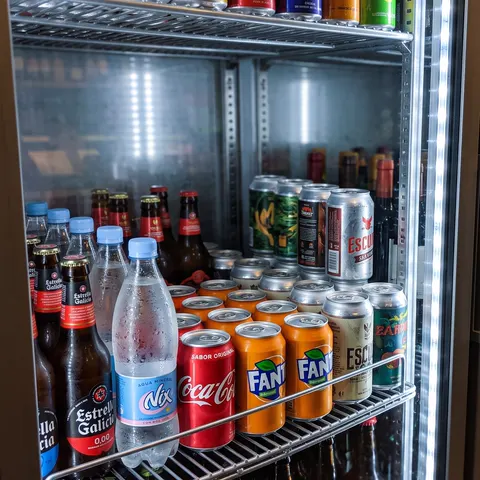 Detalle de bebidas al por mayor en cajones