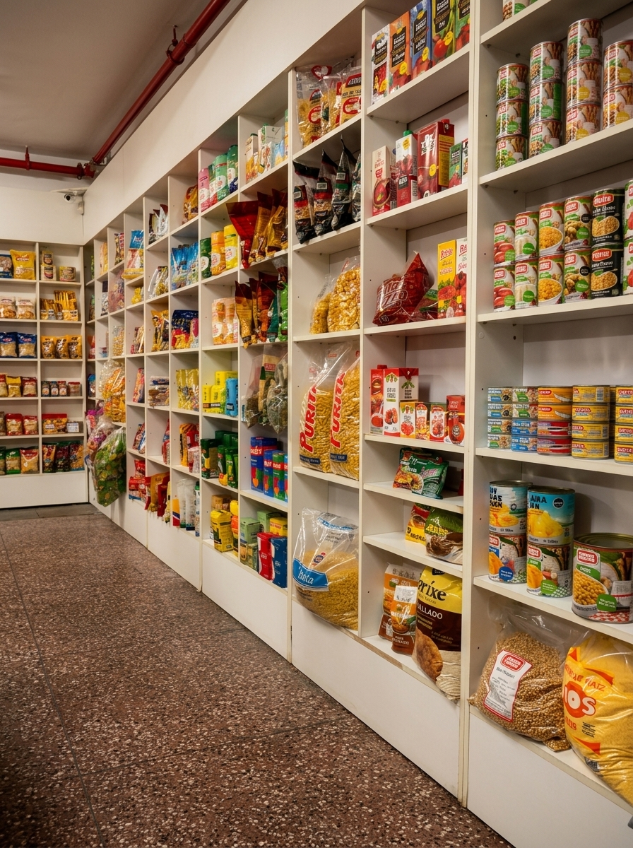 Góndola de comestibles por mayor de VIAZZO: conservas, fideos, arroz y más